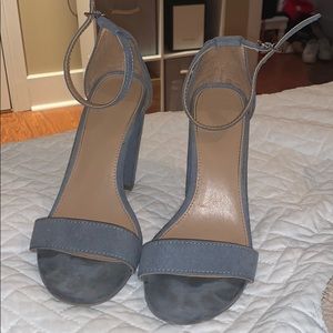 Blue block heels